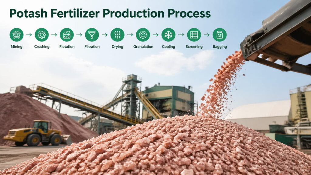 processo di produzione del fertilizzante potassico